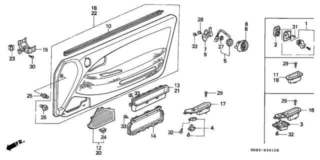 1993 Honda Civic  Cover, Pocket *NH178L* (EXCEL CHARCOAL) Diagram for 83505SR3000ZB