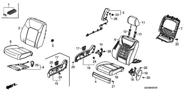 2009 Honda Pilot Pad, R. FR. Seat-Back (With OPDS Sensor) Diagram for 81127SZAA01