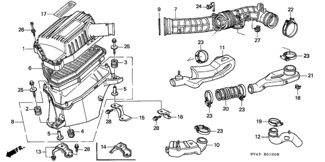 1994 Honda Accord  Element Assembly, Air Cleaner Diagram for 17220P0AA00