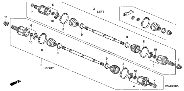 2008 Honda CR-V Driveshaft Assembly, Passenger Side Diagram for 42310SWA000