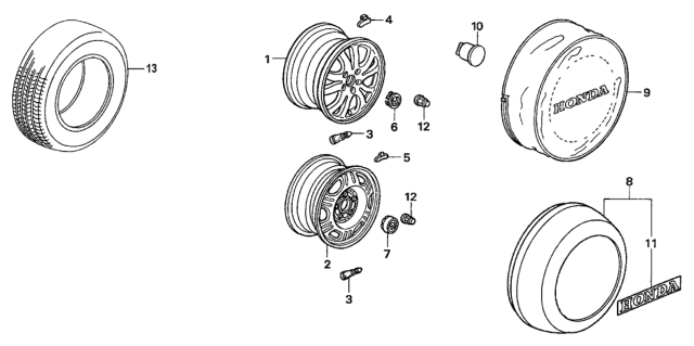 2006 Honda CR-V  CR-V Spare Tire Wheel Cover Diagram for 75590S9A902