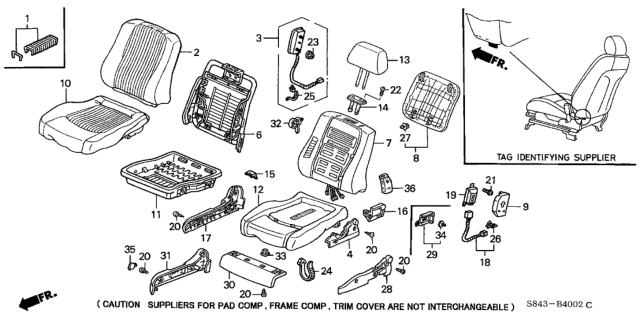 2001 Honda Accord  Cover, FR. *NH284L* (LIGHT QUARTZ GRAY) Diagram for 81222S87A50ZA