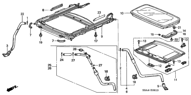 2005 Honda CR-V Valve, RR. Drain (Sunroof) Diagram for 70062S9A000