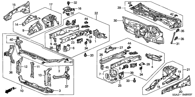 2003 Honda Civic Bracket, Brake Hose Diagram for 60823S5A300ZZ