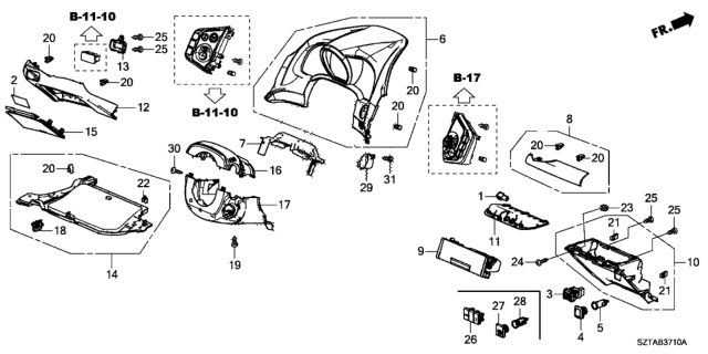 2016 Honda CR-Z Blind, Column Diagram for 77205SZTG00