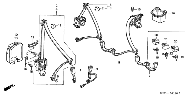 2000 Honda Accord Protector, RR. Center Seat Belt Diagram for 82456S82A00