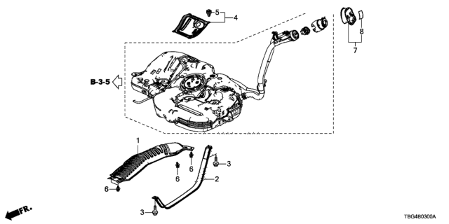 2018 Honda Civic Cover, Fuel Capless Diagram for 17666TBGA01