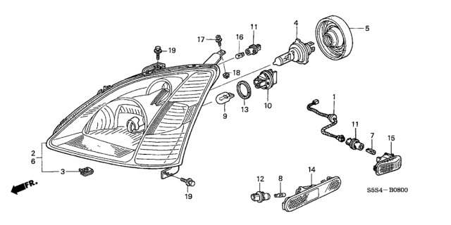 2002 Honda Civic  Cover, Rubber Diagram for 33126S05003