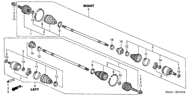 2004 Honda Civic Joint, Inboard Diagram for 44310S5AN60