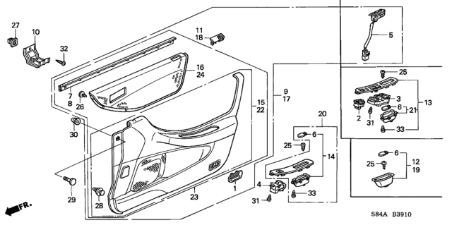2002 Honda Accord  Pad Assy., L. FR. Door Center *B95L* (LEA) (LAPIS) Diagram for 83584S4KB31ZA