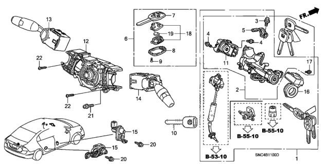 2011 Honda Civic Switch, Steering Diagram for 35130SJAA01