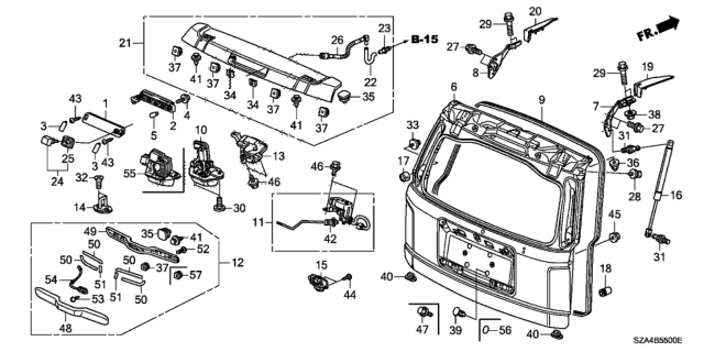 2015 Honda Pilot Lock Assembly, Tailgate Diagram for 74800TF0J02