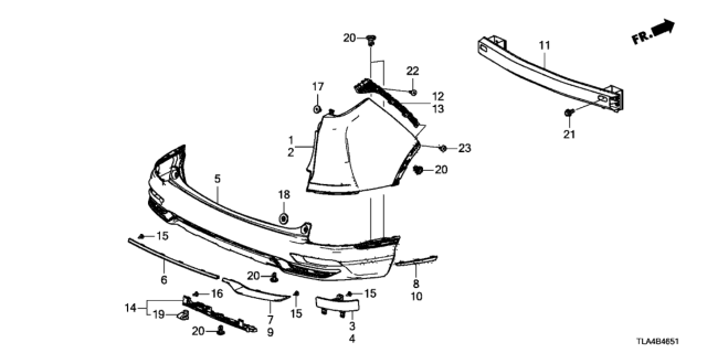 2020 Honda CR-V Face, Right Rear Bumper Diagram for 04712TLAA00ZZ