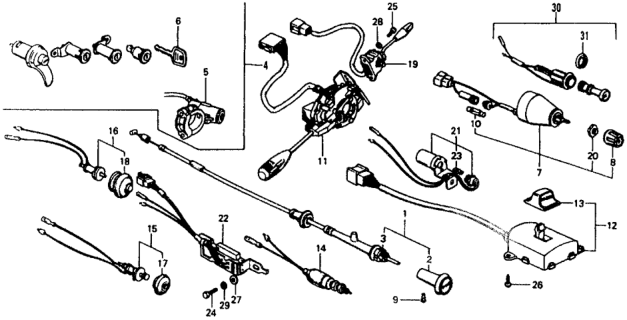 1977 Honda Civic  Cover, Switch Diagram for 35410647005