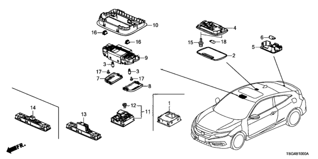 2018 Honda Civic  Mic Assy, *NH900L* Diagram for 39180TBAA30ZB
