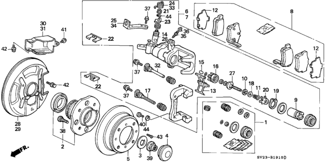 1996 Honda Accord  Pad Set, Rear Diagram for 43022SY8A01