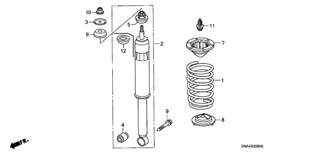 2008 Honda Civic Rubber, Rear Shock Absorber Mounting Diagram for 52631SNAA22