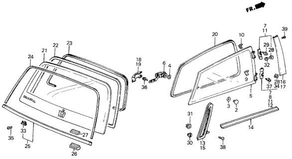 1984 Honda Civic  Garnish, L. RR. Pillar Diagram for 73808SB3000