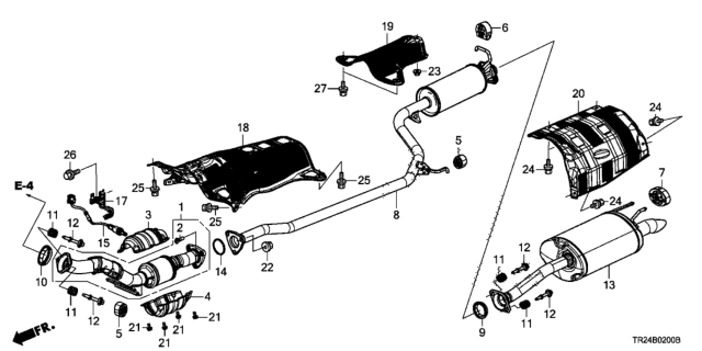 2015 Honda Civic Rubber, Exhuast Mounting Diagram for 18215TR0A11