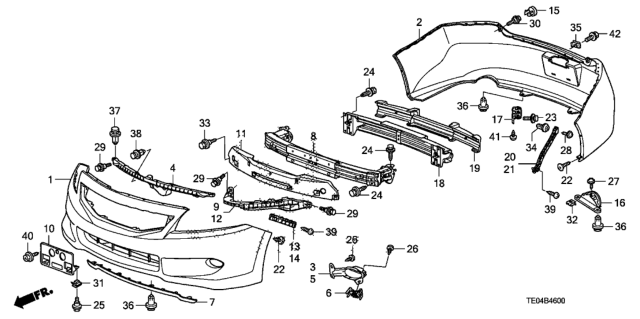 2011 Honda Accord  Beam, FR. Bumper Diagram for 71130TA5A00ZZ
