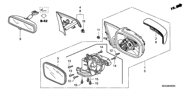 2007 Honda Accord Mirror Assembly, Driver Side Door (Lever) Diagram for 76250SDAA03