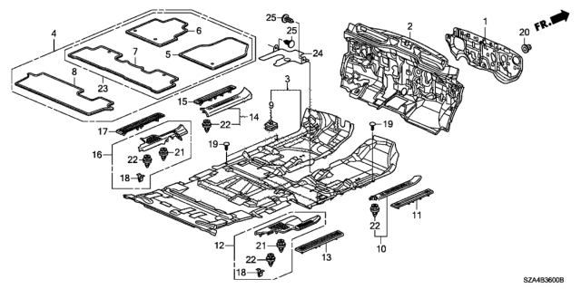 2010 Honda Pilot  Insulator, Dashboard Diagram for 74260SZAA00