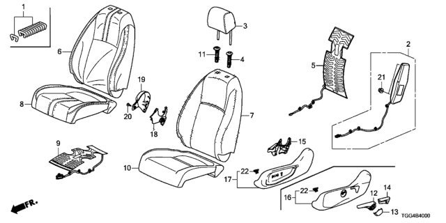 2018 Honda Civic  Pad, L. FR. Seat Cushion Diagram for 81537TEZG71