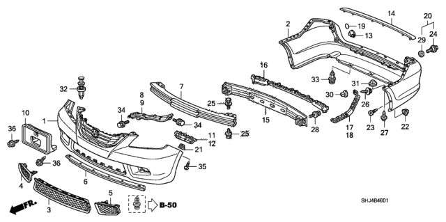 2010 Honda Odyssey  Clip, Bumper Diagram for 91503SHJA01