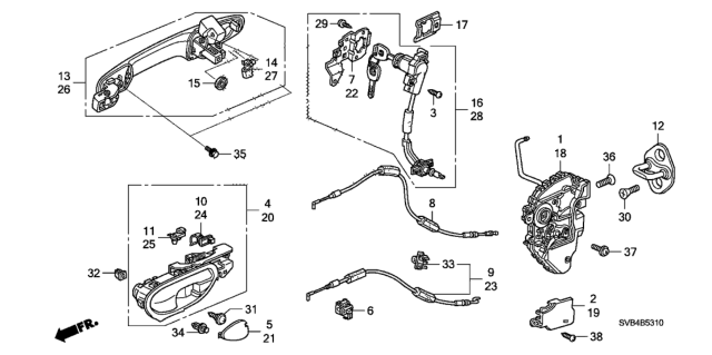2010 Honda Civic Handle Assembly, Right Front Inside (Graphite Black) Diagram for 72120SVAA22ZA