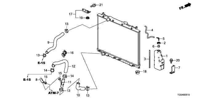 2019 Honda Passport Spacer, Reserve Tank Diagram for 19109PHM000