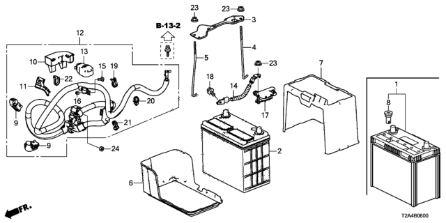 2013 Honda Accord  Cable Assembly, Starter Diagram for 32410T2AA01
