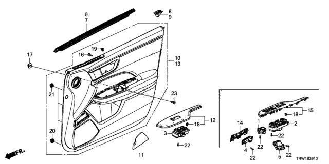 2021 Honda Clarity Plug-In Hybrid Garn, FR. Diagram for 72456TRTA01