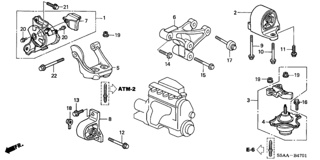 2004 Honda Civic Rubber, RR. Engine Mounting (AT) Diagram for 50810S5AA81