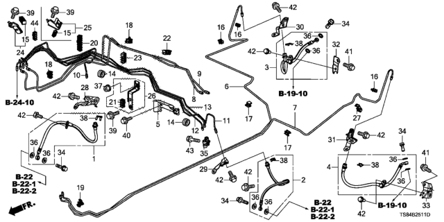 2012 Honda Civic  Bracket B, L. RR. Brake Hose Diagram for 46438TR0A50