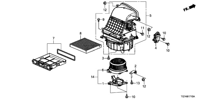 2017 Honda Pilot  Cover, FR. Blower Motor Diagram for 79028TZ5A41