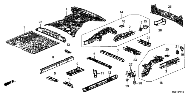 2021 Honda Passport FRAME B SET, L. RR. Diagram for 04654TGSA00ZZ