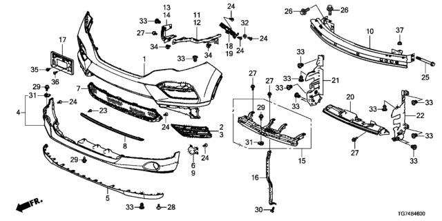 2017 Honda Pilot  Plate, FR. Air Guide (Lower) Diagram for 74113TG7A00