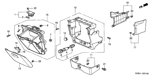 2004 Honda Odyssey Box Assy., Center Pocket Diagram for 77298S0X003