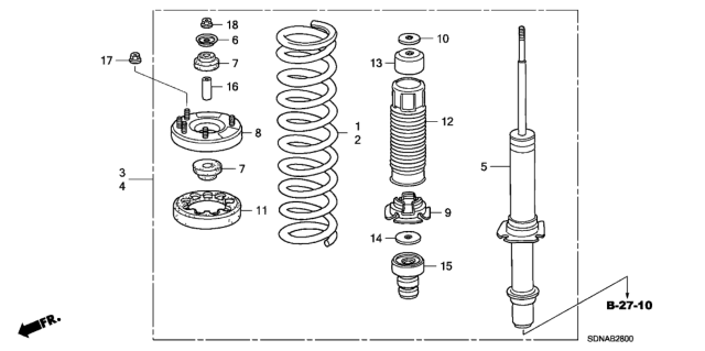 2007 Honda Accord Spring, Front Diagram for 51401SDBA05