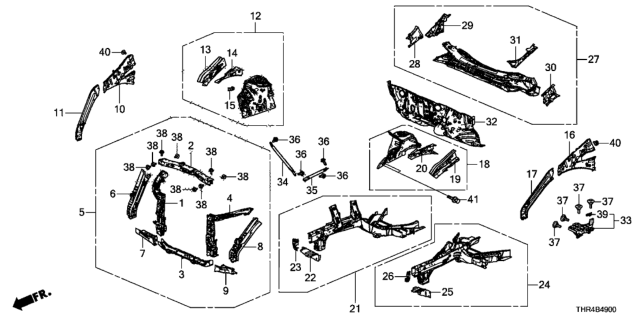 2019 Honda Odyssey  Housing, R. FR. Shock Absorber Diagram for 60650THRA00ZZ