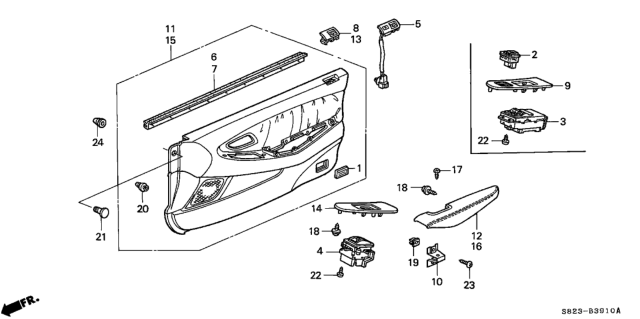 1999 Honda Accord  Switch Assembly, Power Window Master (Black) Diagram for 35750S82A04ZD