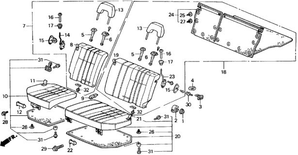 1990 Honda Civic Clip, Mat (5MM) Diagram for 90668SH5003