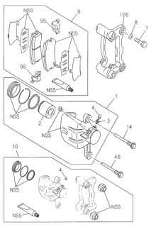 1999 Honda Passport Caliper Assembly, Passenger Side Diagram for 8971276290