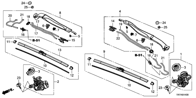 2017 Honda Clarity Fuel Cell  Nozzle Assembly Windshield Diagram for 76815TRTA02