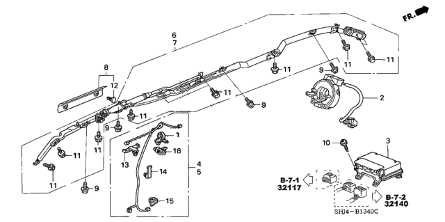 2007 Honda Odyssey  Sub-Harness, R. Air Curtain Diagram for 77963SHJA01