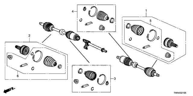 2018 Honda Accord Hybrid Joint Set, Outboard Diagram for 44014TMAH01