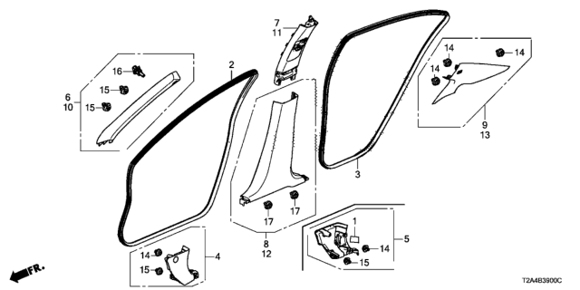 2013 Honda Accord Seal, FR. Door Opening Diagram for 72315T2AA01