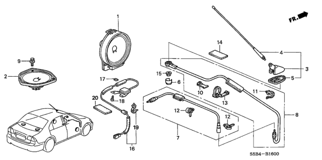 2004 Honda Civic  Cap, Roof Antenna Diagram for 39151SAA003