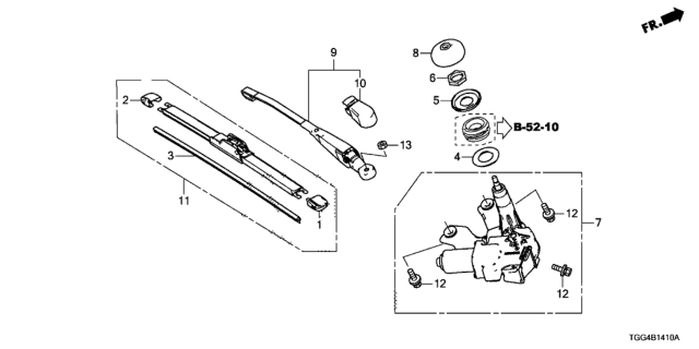 2018 Honda Civic  Arm, Rear Wiper Diagram for 76720TGGA11
