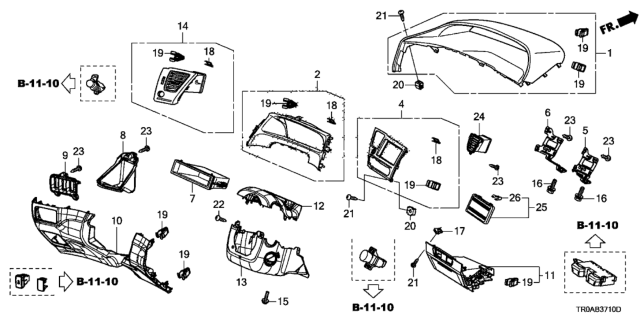2013 Honda Civic Pocket, Center *NH167L* (GRAPHITE BLACK) Diagram for 77316TR6C11ZA